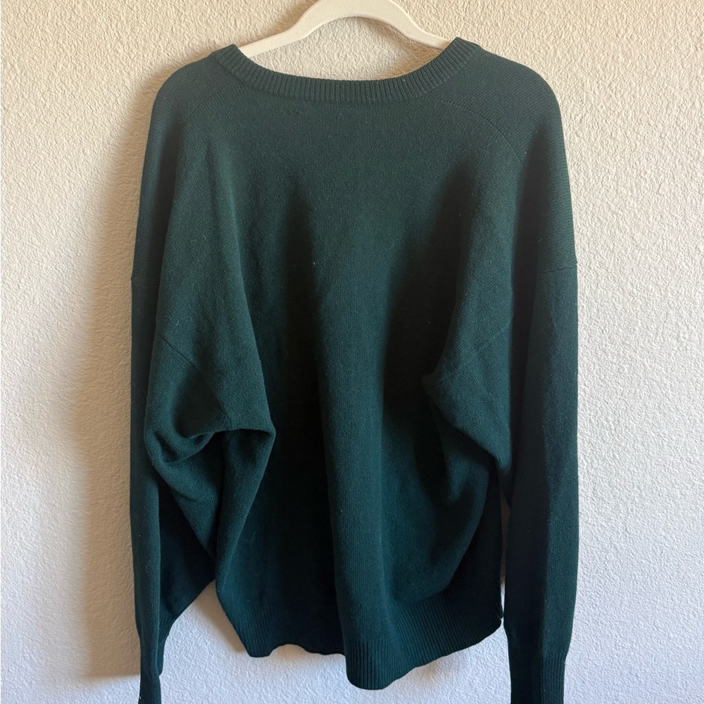 Vintage 100% Lambswool Oversized Pine Green Sweater - Cozy Luxury Y2K Basics - Picture 2 of 8